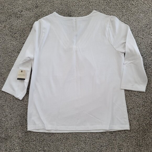 Ladies St Johns Bay V-neck White Shirt large New with Tag! - Picture 6 of 12